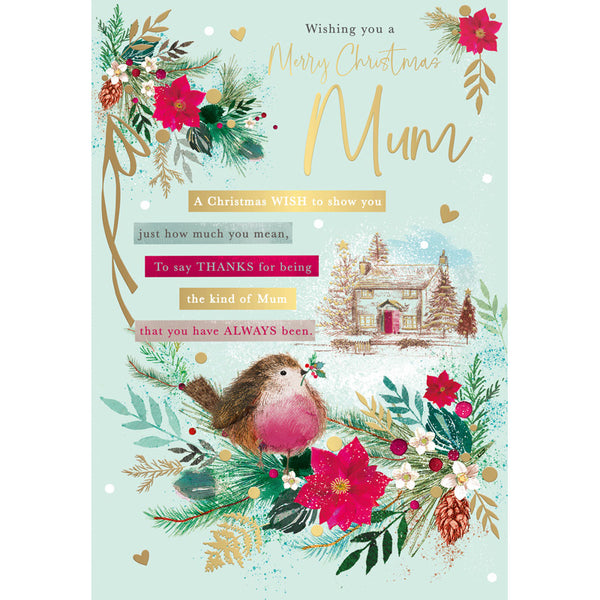 Words N Wishes Robin Sat Mum Christmas Card image 0