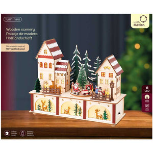Lumineo LED Plywood Santa Village Scene image 1
