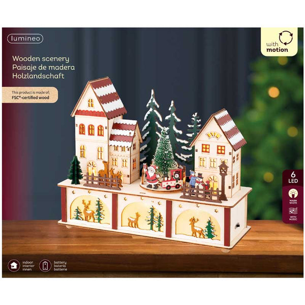 Lumineo LED Plywood Santa Village Scene image 1