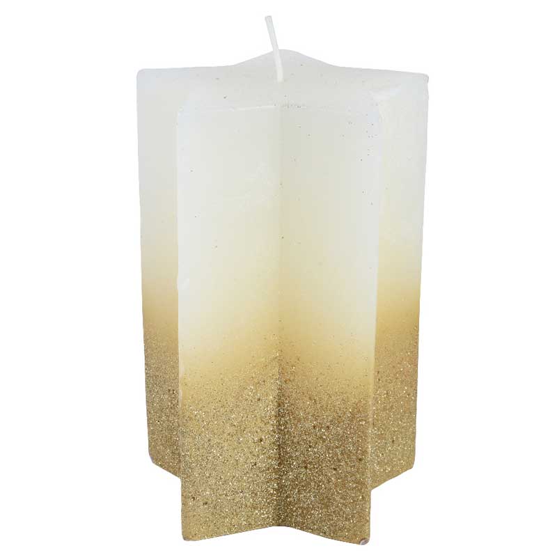 Decoris White Glitter Star-Shaped Candle image 0