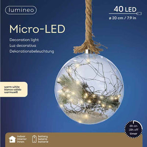 Lumineo Micro LED Hanging Ball with Foliage - 20cm image