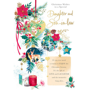 Words N Wishes Baubles Daughter & Son-In-Law Christmas Card image 0