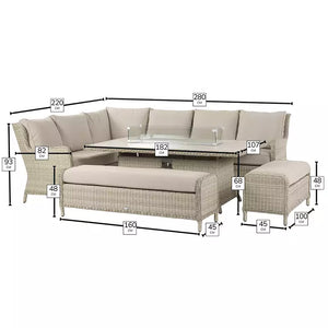 Bramblecrest Chedworth L-Shape Sofa in Sandstone Rattan with Firepit Table &amp; 2 Benches image 7