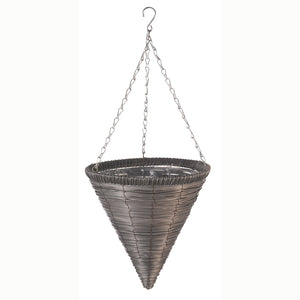 Smart Garden Faux Rattan Hanging Cone - Slate Grey (14 inch) image 1