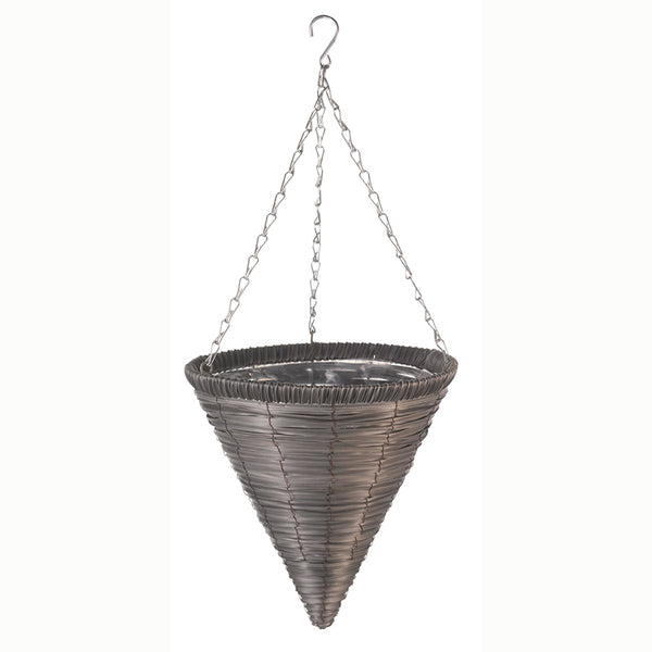 Smart Garden Faux Rattan Hanging Cone - Slate Grey (14 inch) image 1