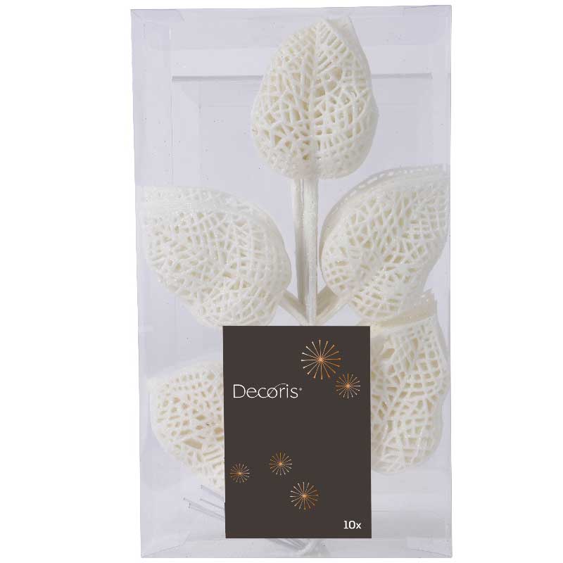 Decoris White Skeleton Leaf Spray (Pack of 10) image 0