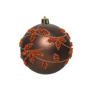 Decoris Shatterproof Bauble with Glitter & Beads in Dark Brown image 0