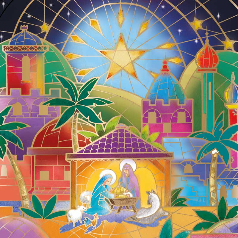 Ling Design Charity Christmas Cards - Stained Glass Bethlehem (Pack of 6) image 0
