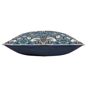 Morris & Co Strawberry Thief Piped Outdoor Cushion, 50 x 50cm - Indigo image 2
