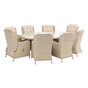 Bramblecrest Somerford 8 Seat Garden Dining Set in Sandstone with Elliptical Table, 2 Reclining Chairs, Lazy Susan, 3m Parasol &amp; 15kg Base image 3