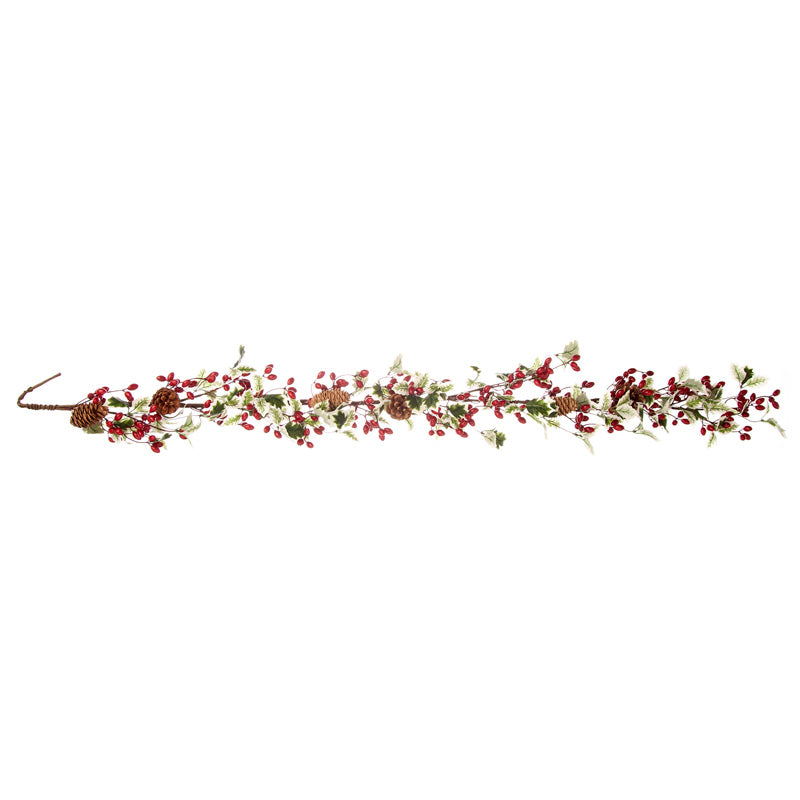 Festive Holly Garland with Red Berries image 0