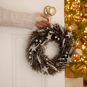 Festive Silver Berries & Stars Wreath image 1
