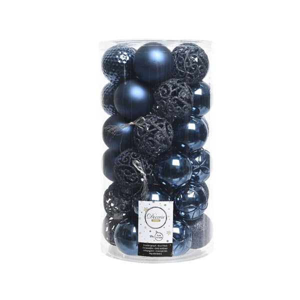 Decoris Shatterproof Baubles in Night Blue (Pack of 37) image 0