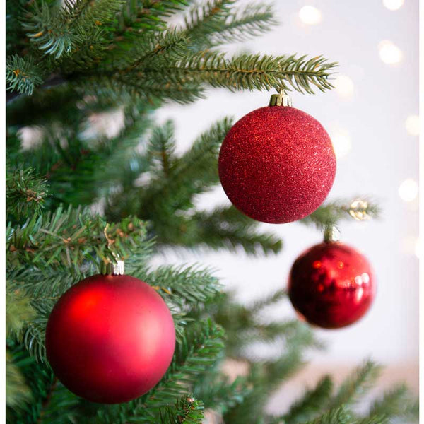 Decoris Shatterproof Baubles in Christmas Red (Pack of 34) image 3