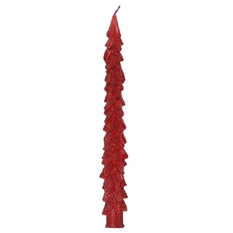 Decoris Christmas Red Tree Dinner Candles (Pack of 2) image 0