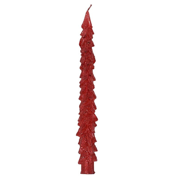 Decoris Christmas Red Tree Dinner Candles (Pack of 2) image 0
