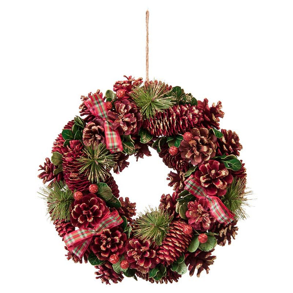Festive Red Pinecone Wreath image 2