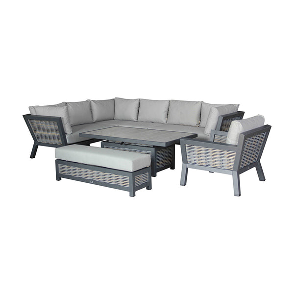 Bramblecrest Tuscan L-Shape Modular Sofa Set with Rectangular Adjustable Table, Long Bench &amp; Sofa Chair image 5
