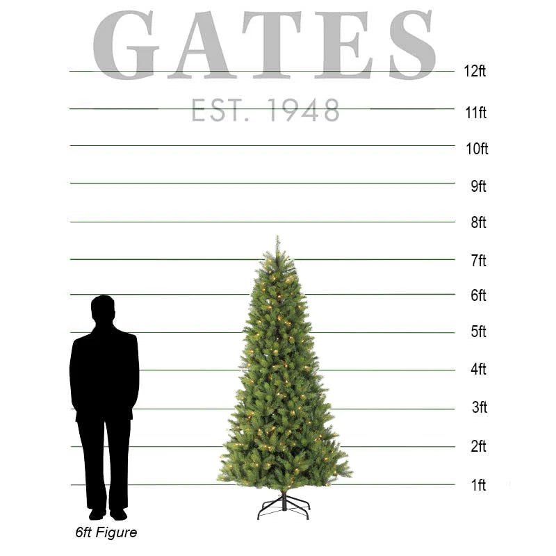 Puleo Kensington Fir Slim Pre-Lit Christmas Tree - 6.5ft