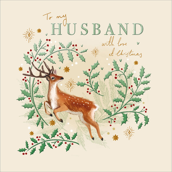 Woodmansterne Christmas Deers Husband Christmas Card image 0