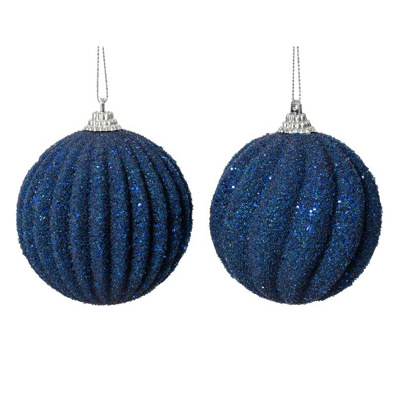 Decoris Foam Bauble with Glitter Beads in Night Blue (Assorted Designs) image 0