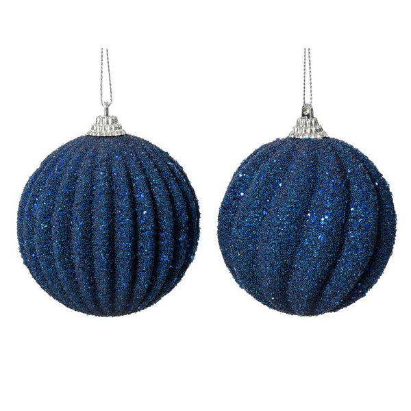 Decoris Foam Bauble with Glitter Beads in Night Blue (Assorted Designs) image 0