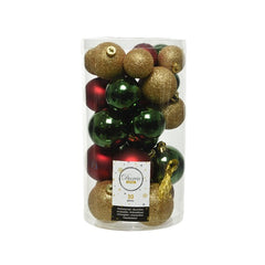 Decoris Shatterproof Baubles in Red, Gold & Green (Pack of 30) image 0