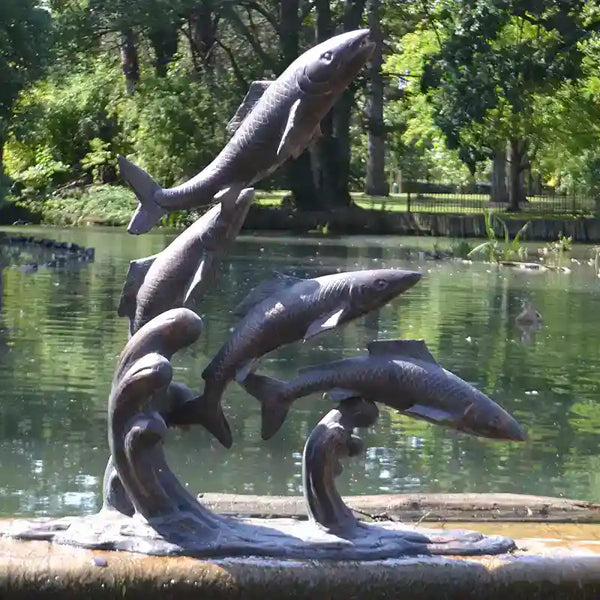 Home & Garden UK Leaping Salmon Garden Statue image 0