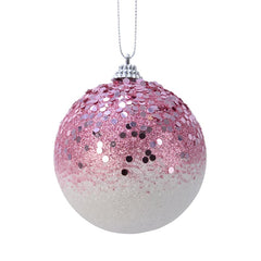 Decoris Foam Bauble with Glitter Colorflow & Sequins in Lipstick Pink image 0