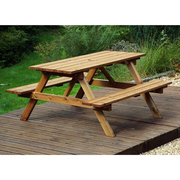 Charles Taylor Six Seater Rectangular Wooden Picnic Table (Requires Assembly) image 1