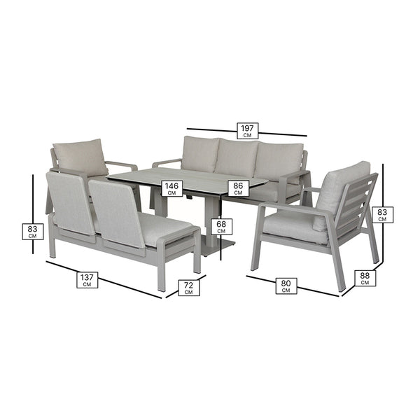 Bramblecrest Prague Sofa Set in Latte with Rectangular Height-Adjustable Table (Seats 7) image 21
