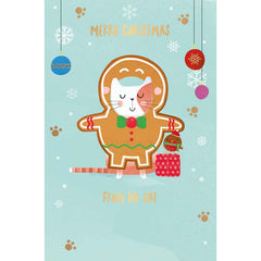 Words N Wishes Fun Cat Dressed As Gingerbread Christmas Card image 0