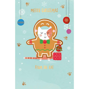 Words N Wishes Fun Cat Dressed As Gingerbread Christmas Card image 0