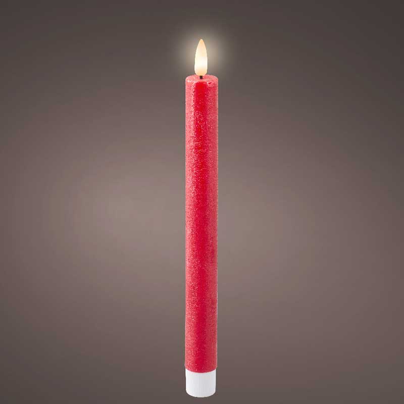 Lumineo Red Wax LED Dinner Candle (Pack of 2) image 0
