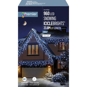 Premier 960 LED SNOWING ICICLEBRIGHTS with Timer - White image 1