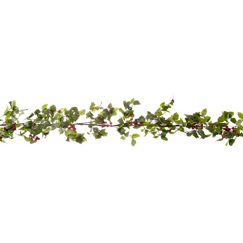 Festive Green Holly Leaf Garland image 0