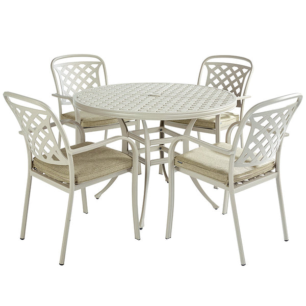 Hartman Berkeley 4 Seat Round Garden Dining Set in Maize with Parasol & Base image 4