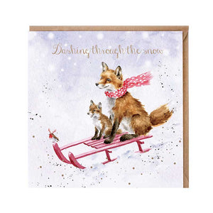 Wrendale Designs The Sleigh Ride Christmas Card image 0