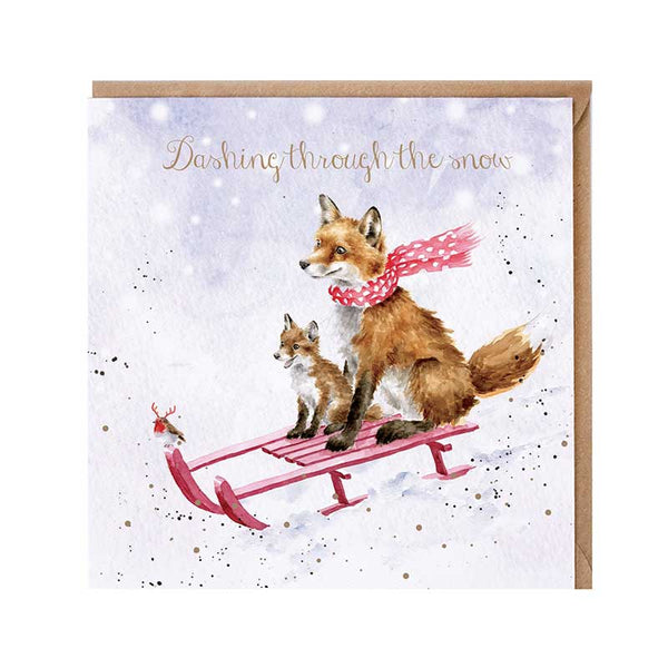 Wrendale Designs The Sleigh Ride Christmas Card image 0