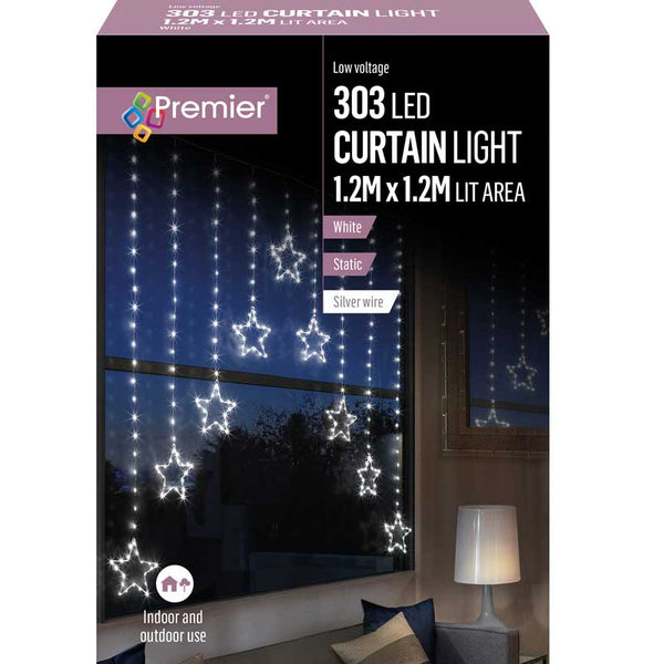Premier LED Star Curtain Lights - White image 1