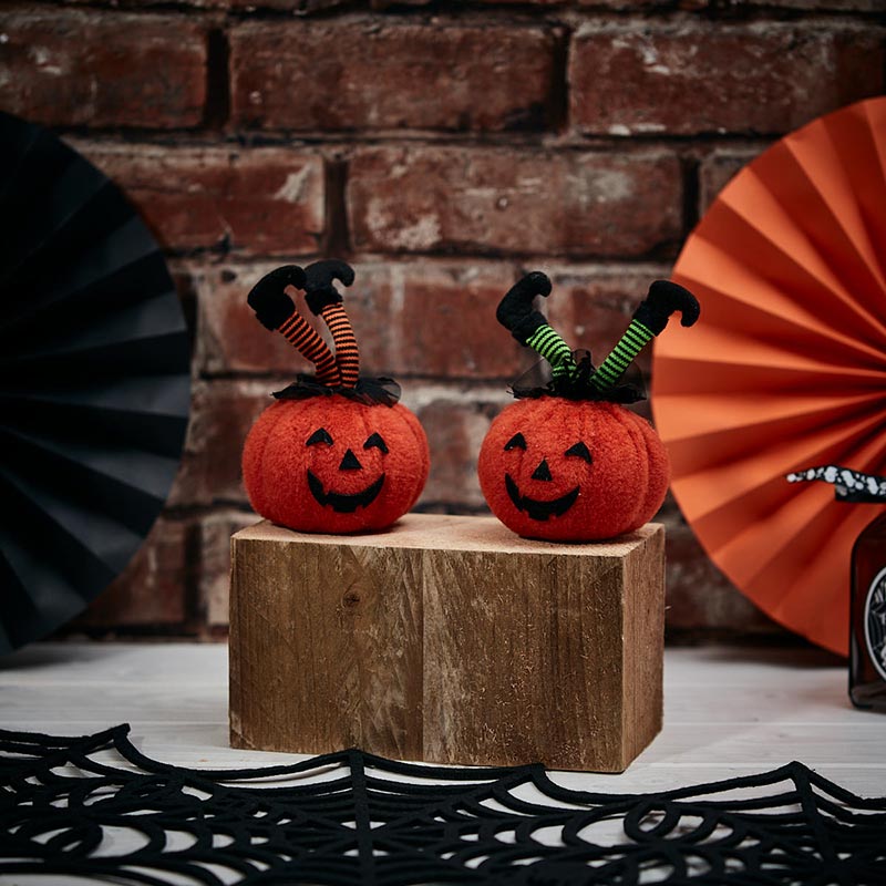 Fabric Jack-O-Lantern Halloween Pumpkin with Witches Legs (Sold Separately) image 0