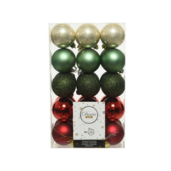 Decoris Shatterproof Baubles in Green & Red (Pack of 30) image 0