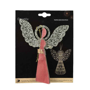 Decoris Hanging Paper Angel - 15cm, Red image