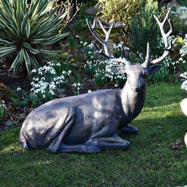 Home & Garden UK Resting Stag Garden Statue image 0