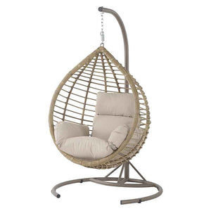 Bramblecrest Chedworth Single Tulip Open Weave Hanging Egg Chair Cocoon in Sandstone Rattan image 5