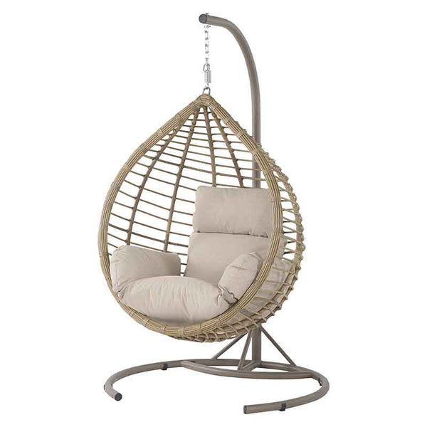 Bramblecrest Chedworth Single Tulip Open Weave Hanging Egg Chair Cocoon in Sandstone Rattan image 5