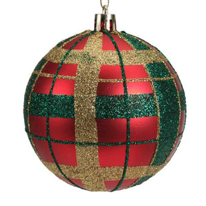 Decoris Shatterproof Bauble with Gold &amp; Green Check (Assorted Designs) image 2