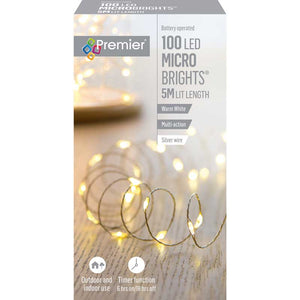 Premier 100 Multi-Action Battery Operated LED MICROBRIGHTS with Timer - Warm White image 1