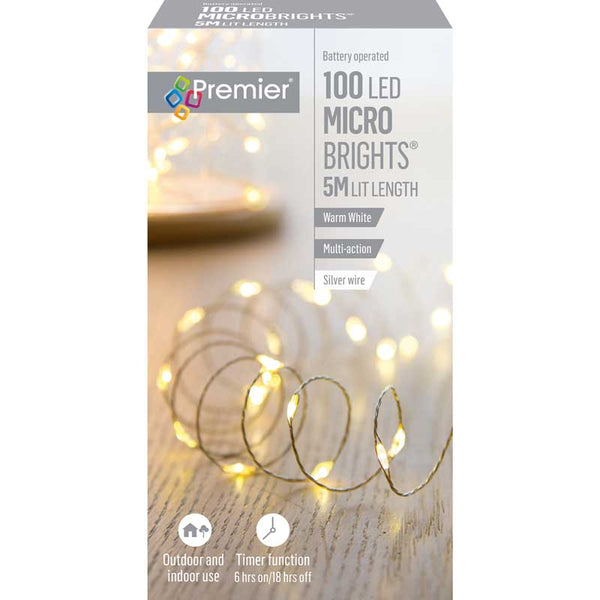 Premier 100 Multi-Action Battery Operated LED MICROBRIGHTS with Timer - Warm White image 1