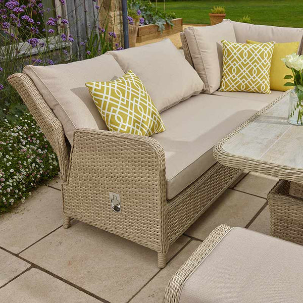 Bramblecrest Somerford Reclining Corner Sofa Set in Sandstone with Square Adjustable Table &amp; 2 Benches image 3